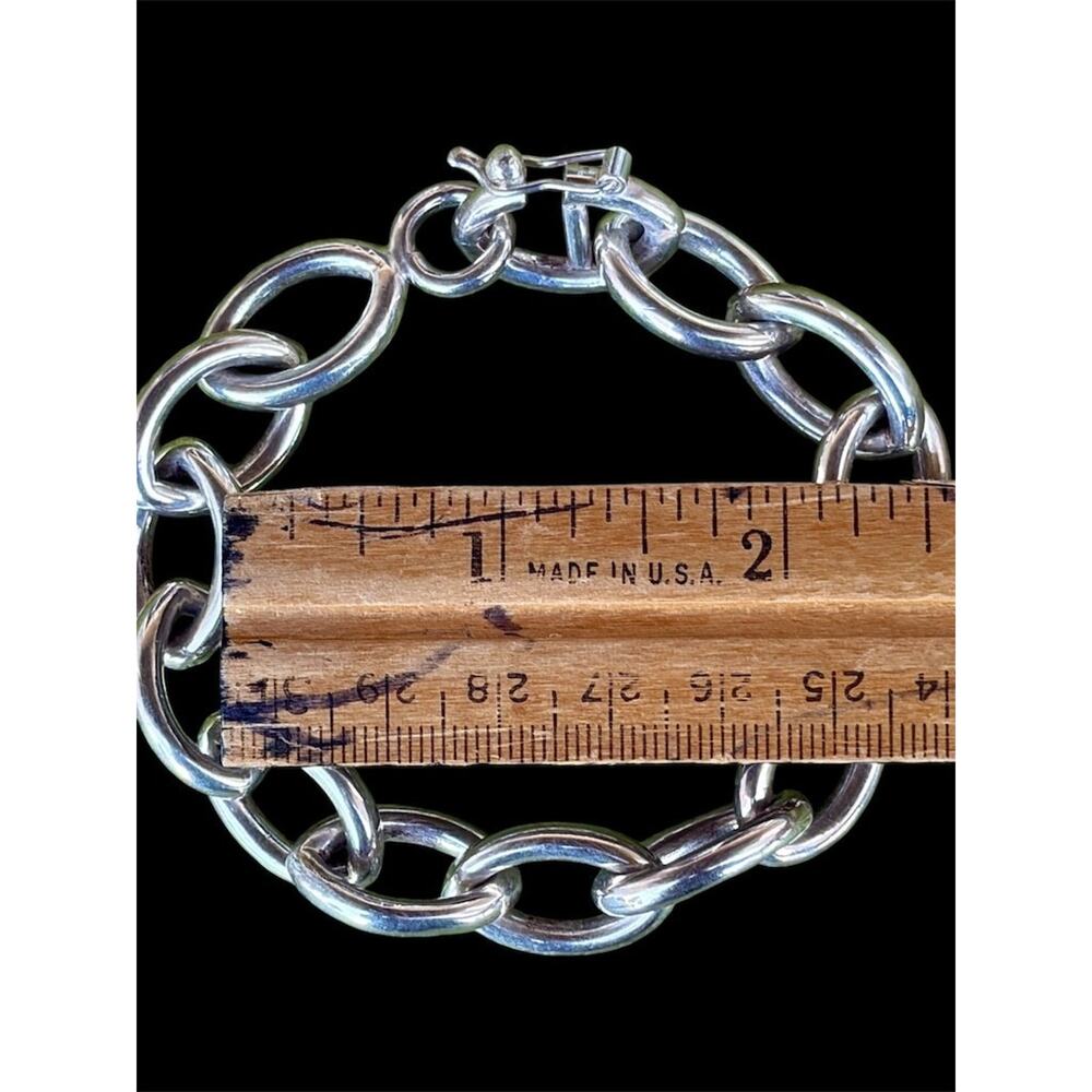 Vintage Peruvian 950 Sterling Silver Heavy Chain Link Bracelet 40g - Picture 12 of 13